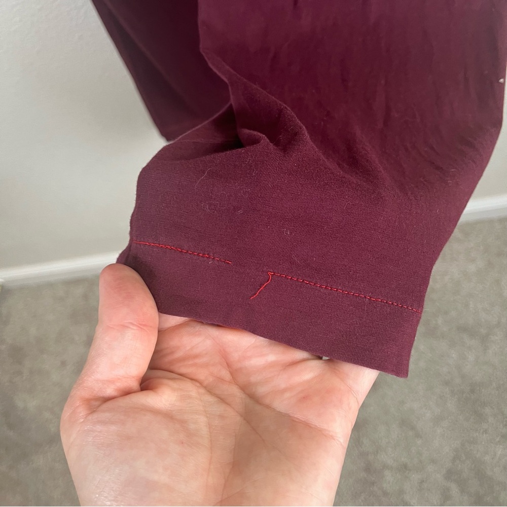 Skin Organic 100% Pima Cotton Wide-Leg Relaxed Burgundy Pants Women’s 1 - Picture 6 of 8